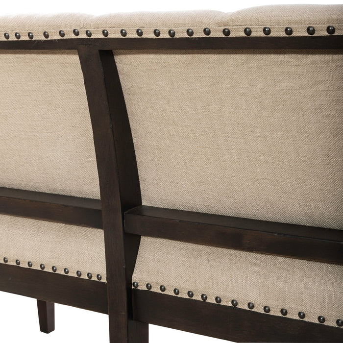 Americana Farmhouse Uph Shelter Dining Bench in Dusty Taupe & Black - Furniture House (VA)