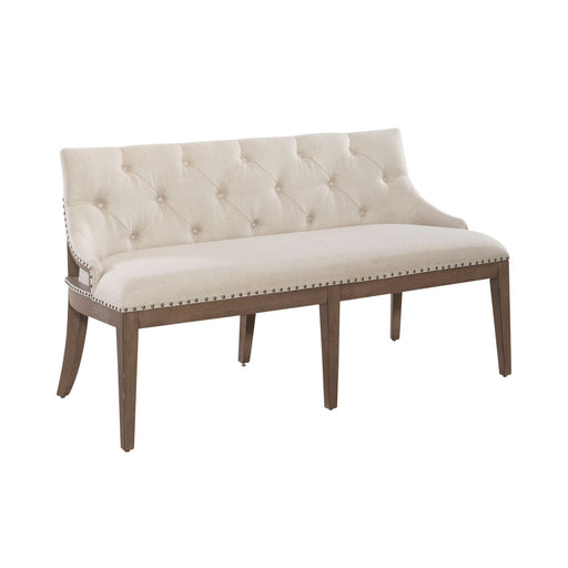 Americana Farmhouse Uph Shelter Dining Bench in Dusty Taupe & Black - Furniture House (VA)