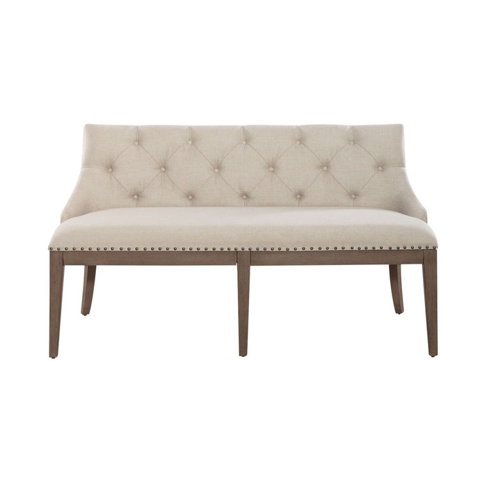 Americana Farmhouse Uph Shelter Dining Bench in Dusty Taupe & Black - Furniture House (VA)