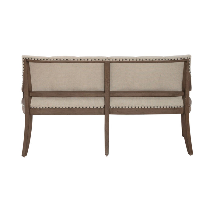 Americana Farmhouse Uph Shelter Dining Bench in Dusty Taupe & Black - Furniture House (VA)