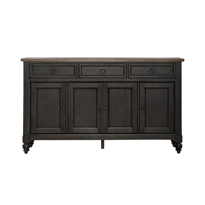 Americana Farmhouse Hall Buffet in Dusty Taupe & Black - Furniture House (VA)