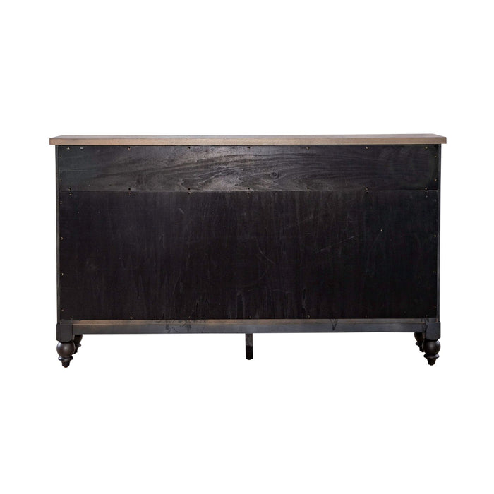 Americana Farmhouse Hall Buffet in Dusty Taupe & Black - Furniture House (VA)