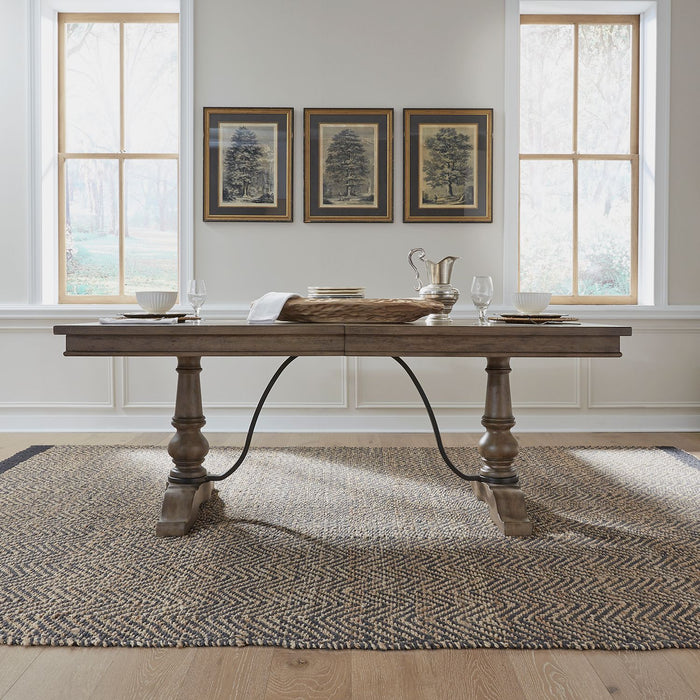 Americana Farmhouse Trestle Table in Dusty Taupe & Black - Furniture House (VA)