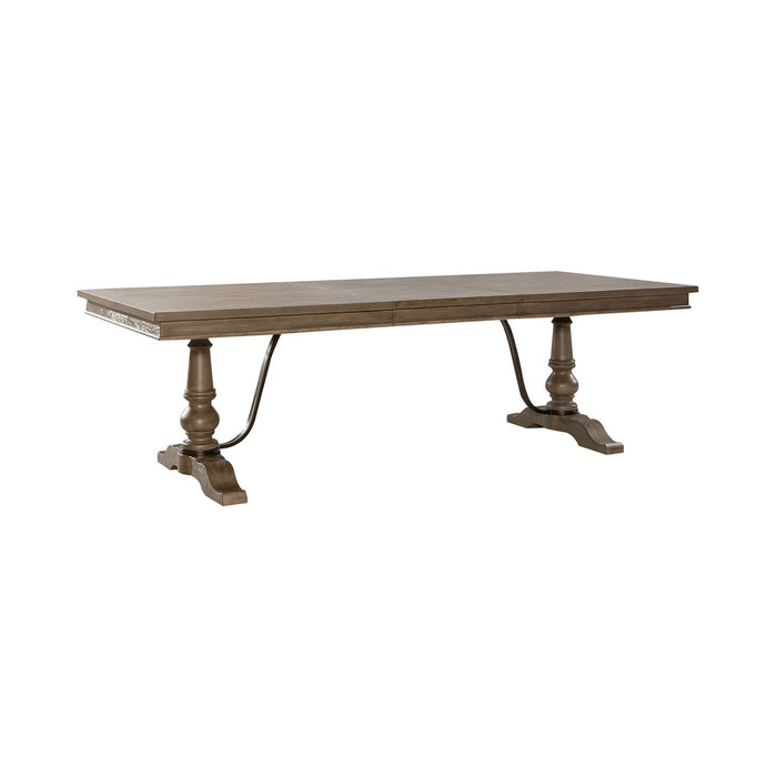 Americana Farmhouse Trestle Table in Dusty Taupe & Black - Furniture House (VA)