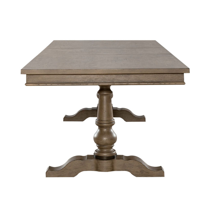 Americana Farmhouse Trestle Table in Dusty Taupe & Black - Furniture House (VA)