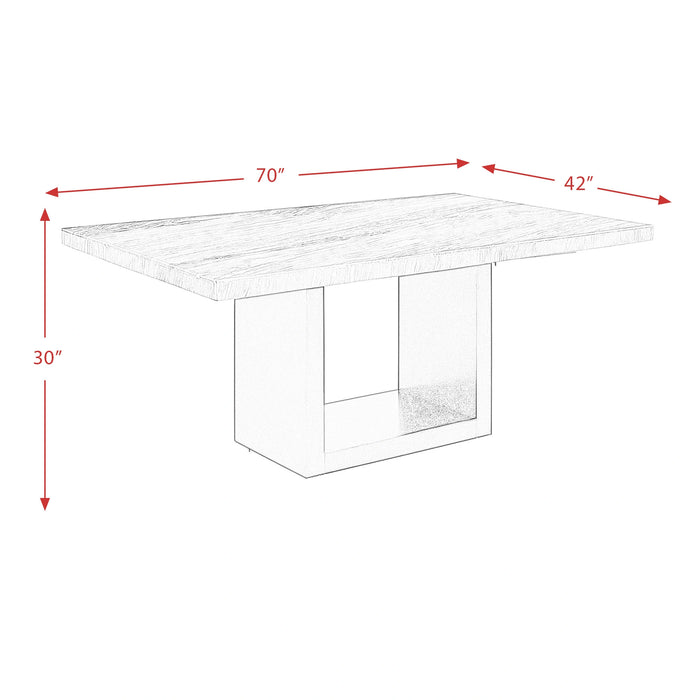 Valentino White 5PC Dining Set-Table & Four Blue Chairs
