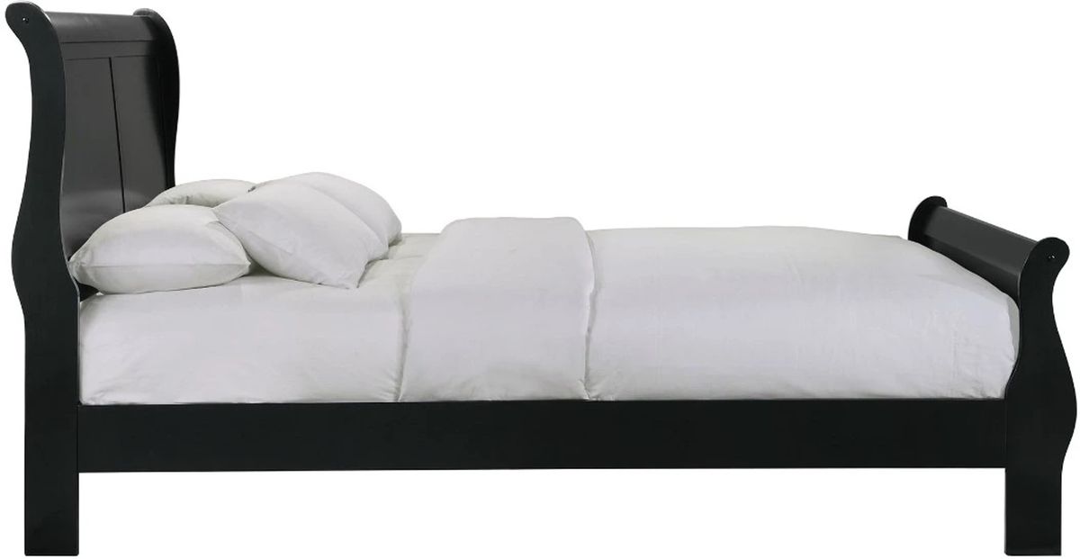 Elements International Louis Philippe King Panel Bed in Black