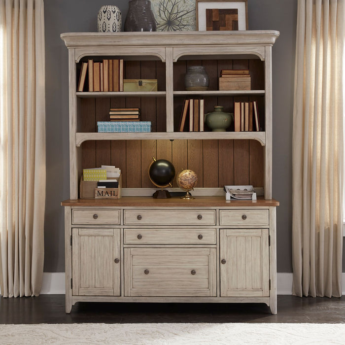 Farmhouse Reimagined 3 Piece Desk & Hutch Set - Furniture House (VA)