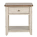 Farmhouse Reimagined End Table with Basket in Antique White - Furniture House (VA)