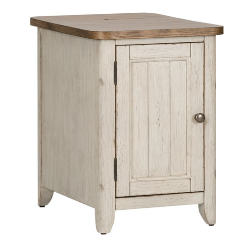 Farmhouse Reimagined Door Chair Side Table w/ Charging in Antique White - Furniture House (VA)