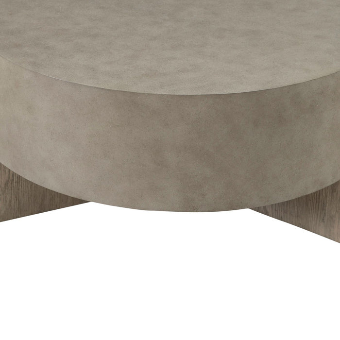 Affinity Round Cocktail Table in Dusty Taupe with Concrete Top - Furniture House (VA)