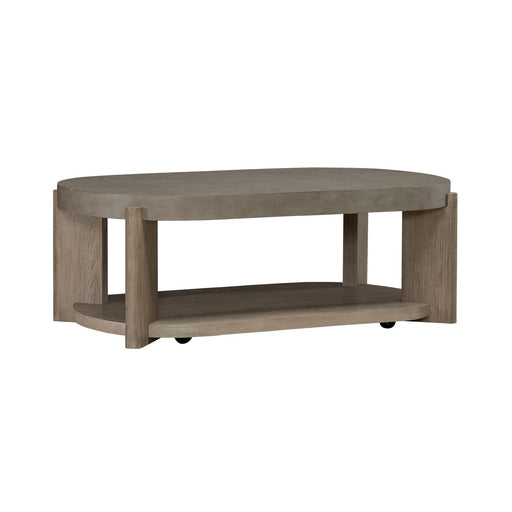 Affinity Oval Cocktail Table in Dusty Taupe with Concrete Top - Furniture House (VA)