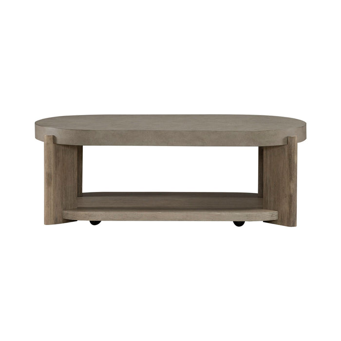 Affinity Oval Cocktail Table in Dusty Taupe with Concrete Top - Furniture House (VA)