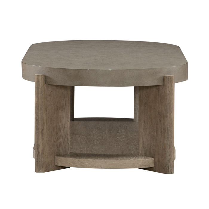 Affinity Oval Cocktail Table in Dusty Taupe with Concrete Top - Furniture House (VA)