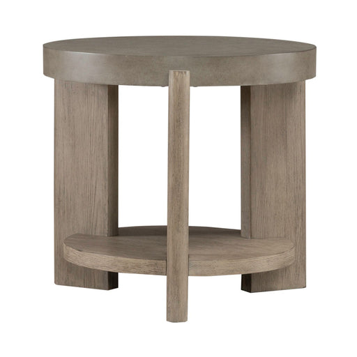 Affinity Round End Table in Dusty Taupe with Concrete Top - Furniture House (VA)