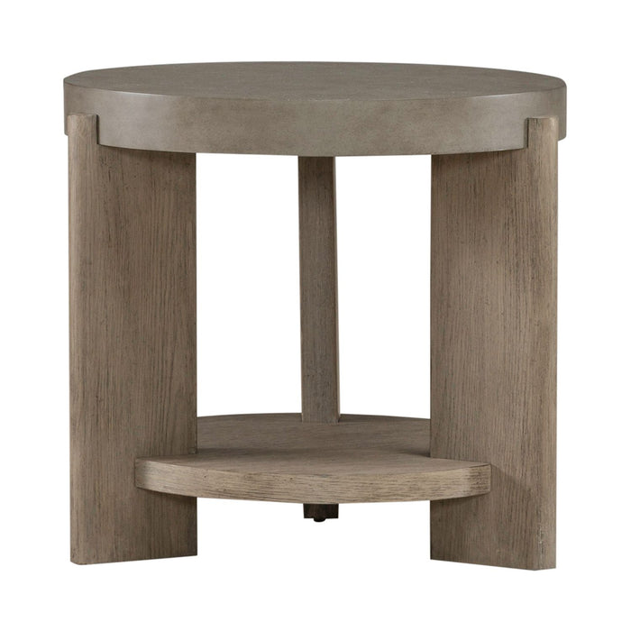 Affinity Round End Table in Dusty Taupe with Concrete Top - Furniture House (VA)