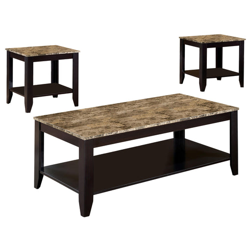 Flores 3-piece Occasional Table Set with Shelf Cappuccino - Furniture House (VA)