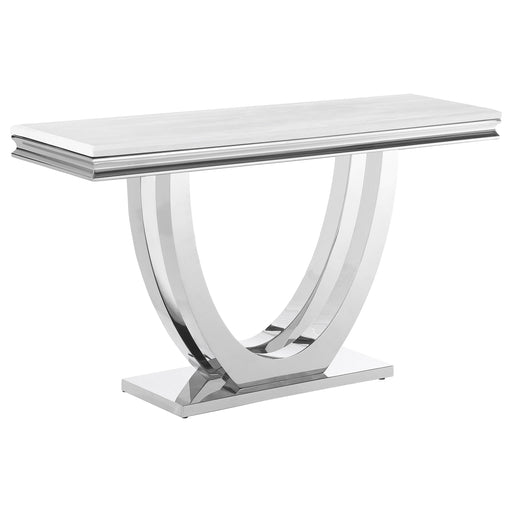 Kerwin U-base Rectangle Sofa Table White and Chrome image