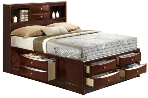 Crown Mark Furniture Emily Captain's King Bed in Rich Cherry image