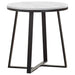 Hugo Metal Base Round End Table White and Matte Black - Furniture House (VA)