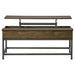 Byers Black Coffee Table with Hidden Storage Brown Oak and Sandy Black - Furniture House (VA)