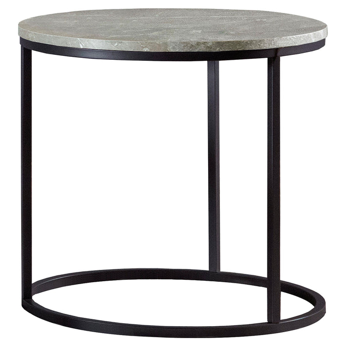 Lainey Faux Marble Round Top End Table Grey and Gunmetal - Furniture House (VA)