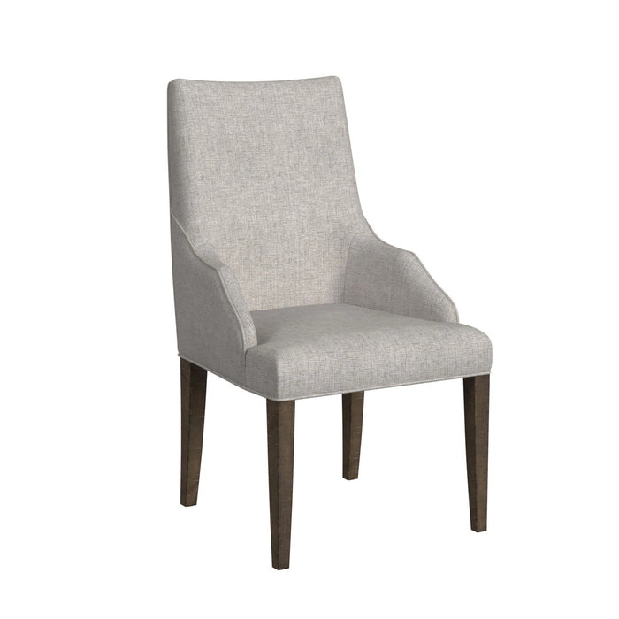 Yellowstone Dining Host Chair with Grey Fabric in Medium Brown (2 Per Carton)