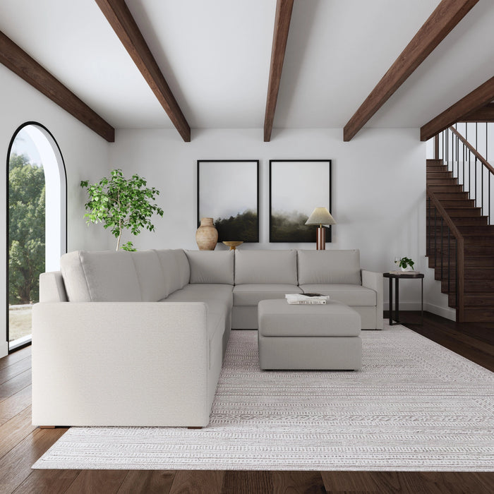 Flex 6-Seat Sectional with Narrow Arm and Ottoman