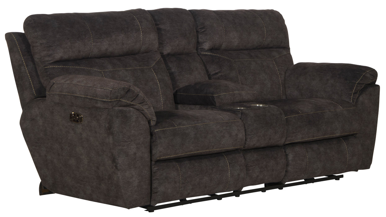 Sedona Pwr Hdrst w/Lumbar Lay Flt Rcl Cnsl Loveseat w/Stg & Cphldrs - Furniture House (VA)