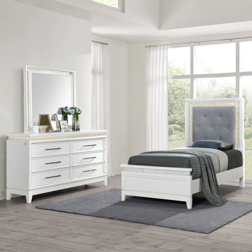 Reflections Twin Uph Bed, Dresser & Mirror - Furniture House (VA)