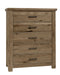 Vaughan Bassett Yellowstone 5 Drawer Chest in Chestnut Natural image