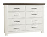 Vaughan Bassett Yellowstone 8 Drawer Dresser in White & Buckskin image