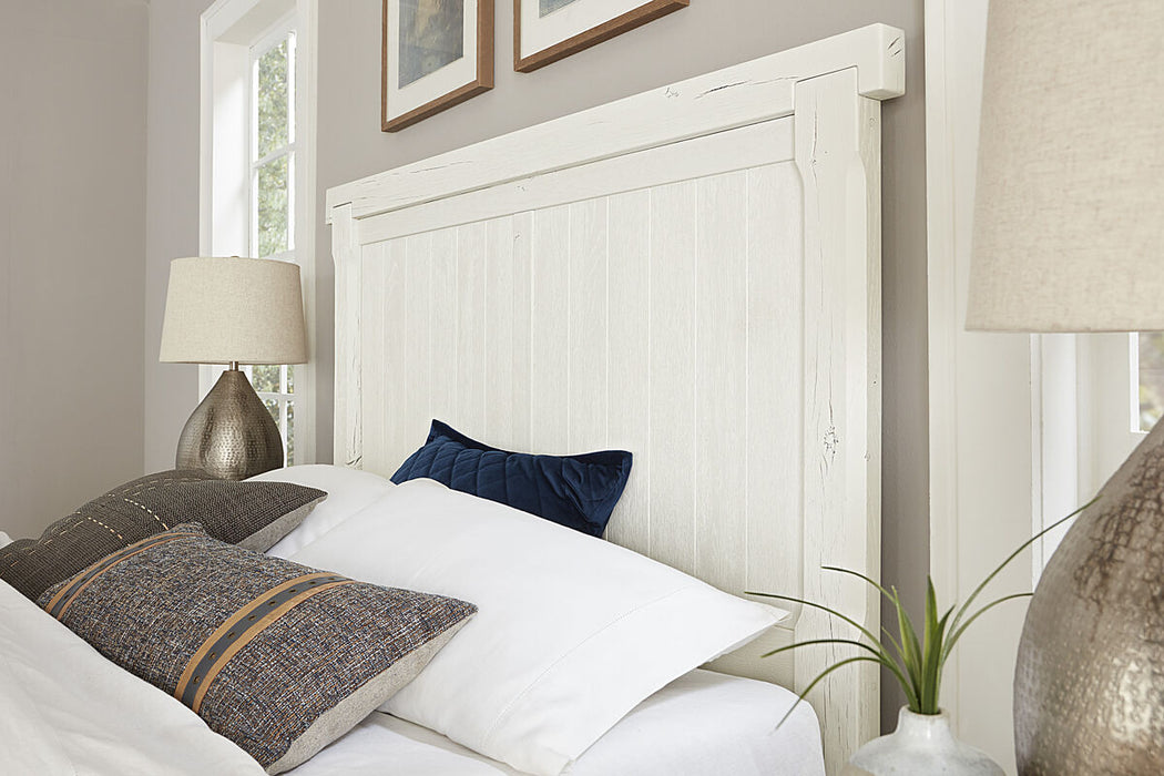 Vaughan Bassett Yellowstone King American Dovetail Panel Storage Bed in White & Buckskin