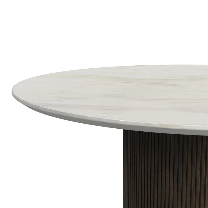 Sylvie 5PC Standard Height Dining Set in Dark Brown-Round Table and Four Chairs