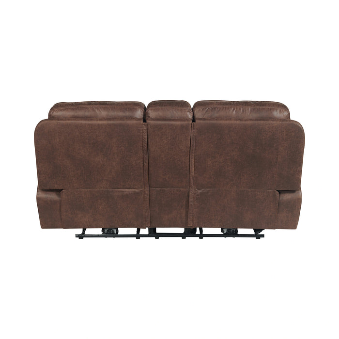 Atlantis Power Motion Loveseat with Power Motion Head Recliner & Console in Heritage Brown