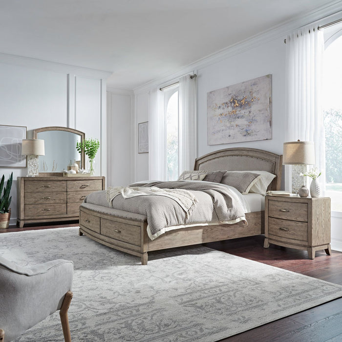 Avalon King Uph Storage Bed, Dresser & Mirror, Night Stand image