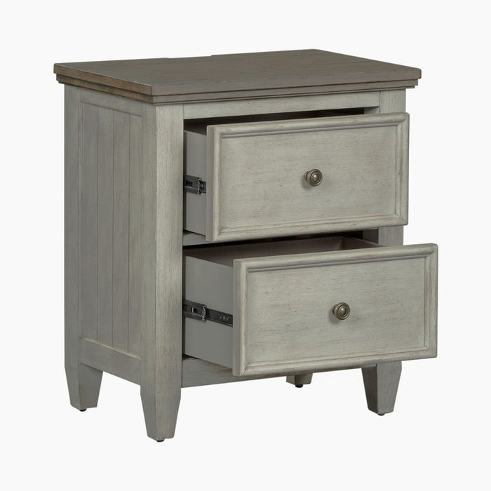 Heartland 2 Drawer Nightstand w/ Charging Station in Antique White - Furniture House (VA)