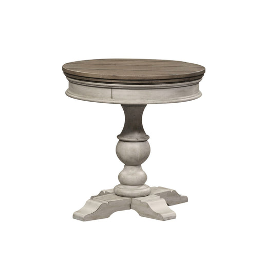 Heartland Round Pedestal Chair Side Table in Antique White - Furniture House (VA)