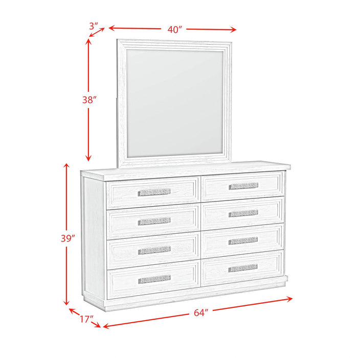 Avalanche Dresser and Mirror Set in Antique White