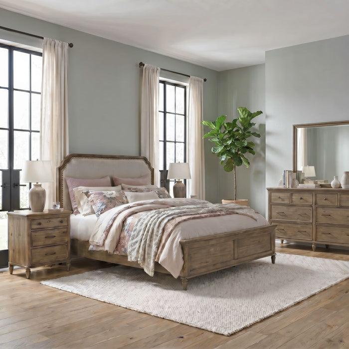 Hickory Grove California Uph Bed, Dresser & Mirror, Night Stand image