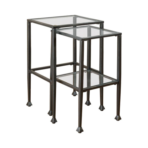 Leilani 2-piece Glass Top Nesting Tables Black - Furniture House (VA)
