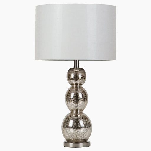 Mineta Drum Shade Table Lamp White and Antique Silver - Furniture House (VA)