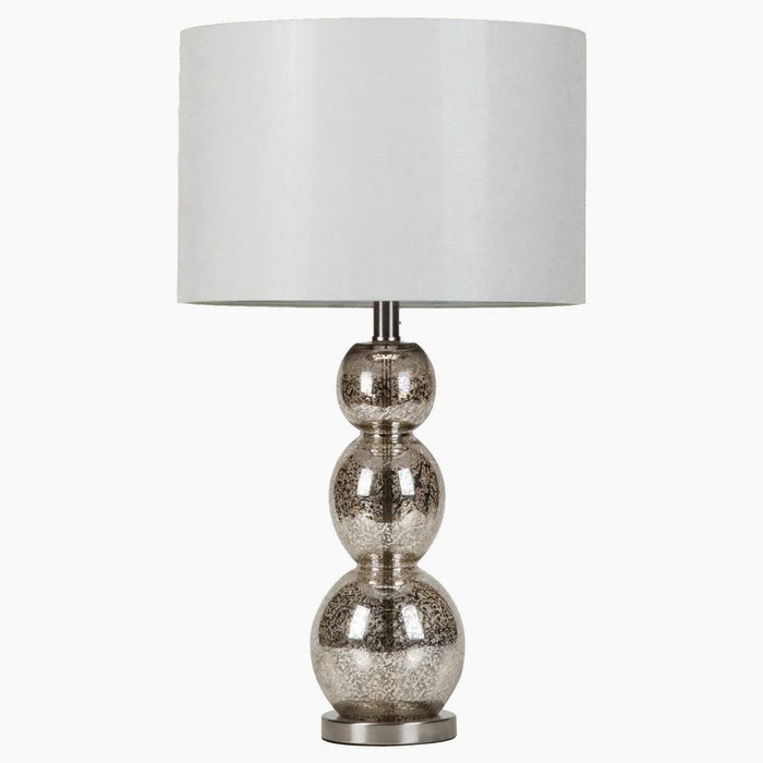 Mineta Drum Shade Table Lamp White and Antique Silver - Furniture House (VA)