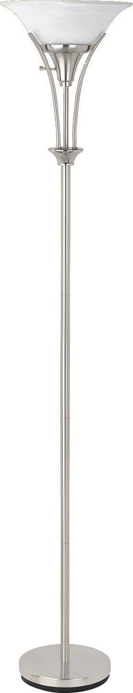 Archie Floor Lamp with Frosted Ribbed Shade Brushed Steel - Furniture House (VA)