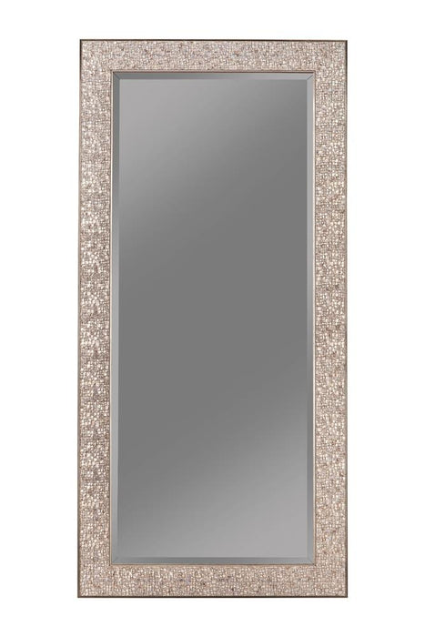 Rollins Rectangular Floor Mirror Silver Sparkle - Furniture House (VA)