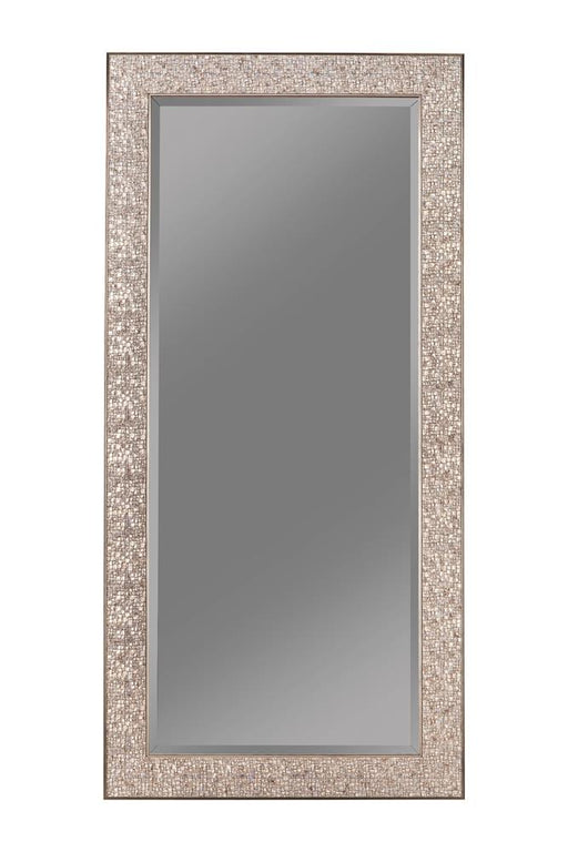 Rollins Rectangular Floor Mirror Silver Sparkle - Furniture House (VA)