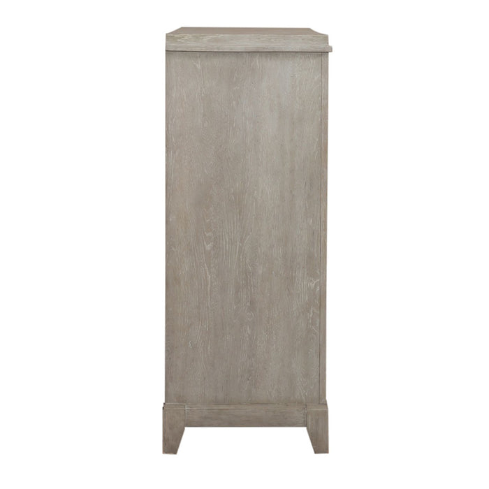 Belmar 9 Drawer Bureau Dresser in Washed Taupe and Silver Champagne image