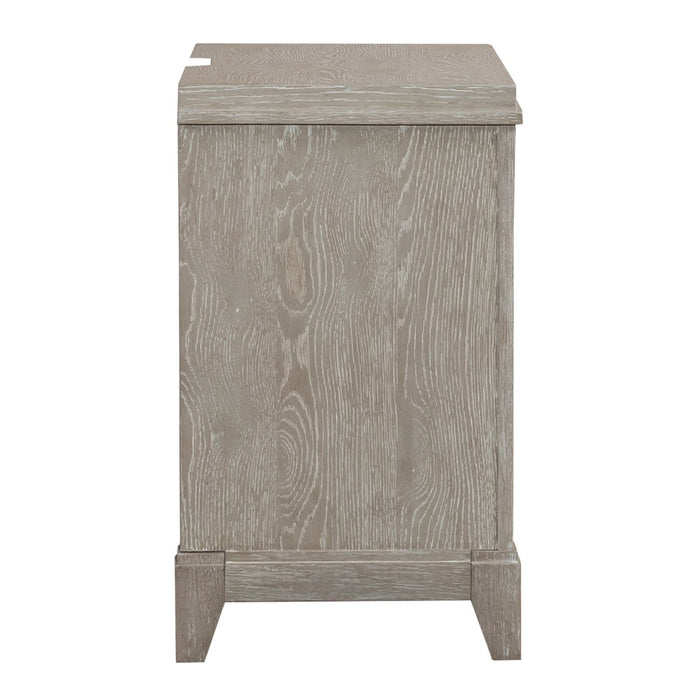 Belmar 3 Drawer Nightstand in Washed Taupe and Silver Champagne - Furniture House (VA)