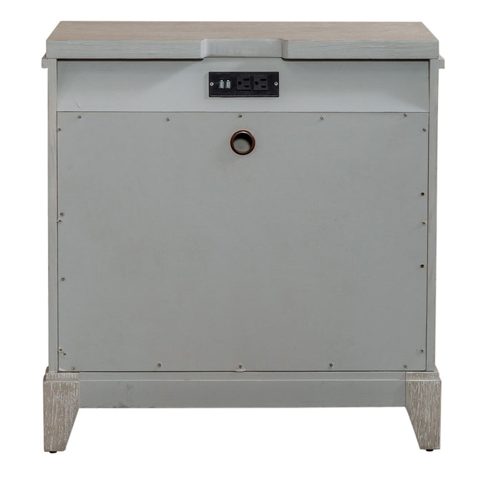 Belmar 3 Drawer Nightstand in Washed Taupe and Silver Champagne - Furniture House (VA)
