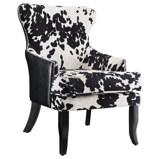 Trea Cowhide Print Accent Chair Black and White - Furniture House (VA)